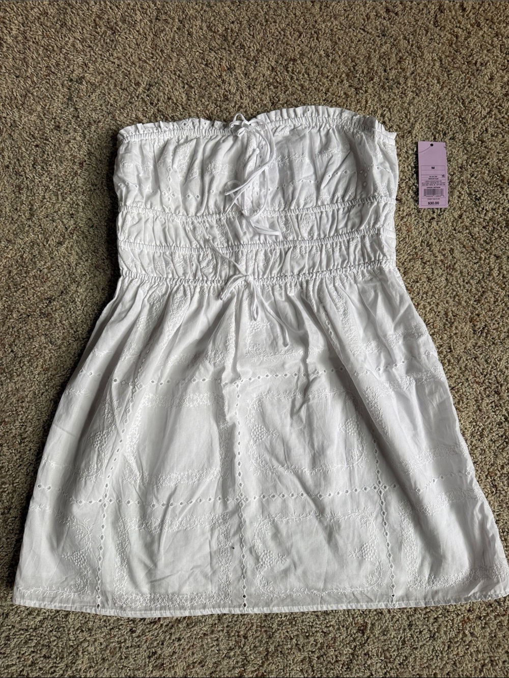 wild fable White Strapless Eyelet Dress